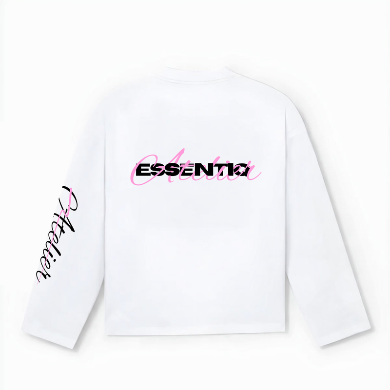 104003 WHITE/PINK LONG-SLEEVED TOP