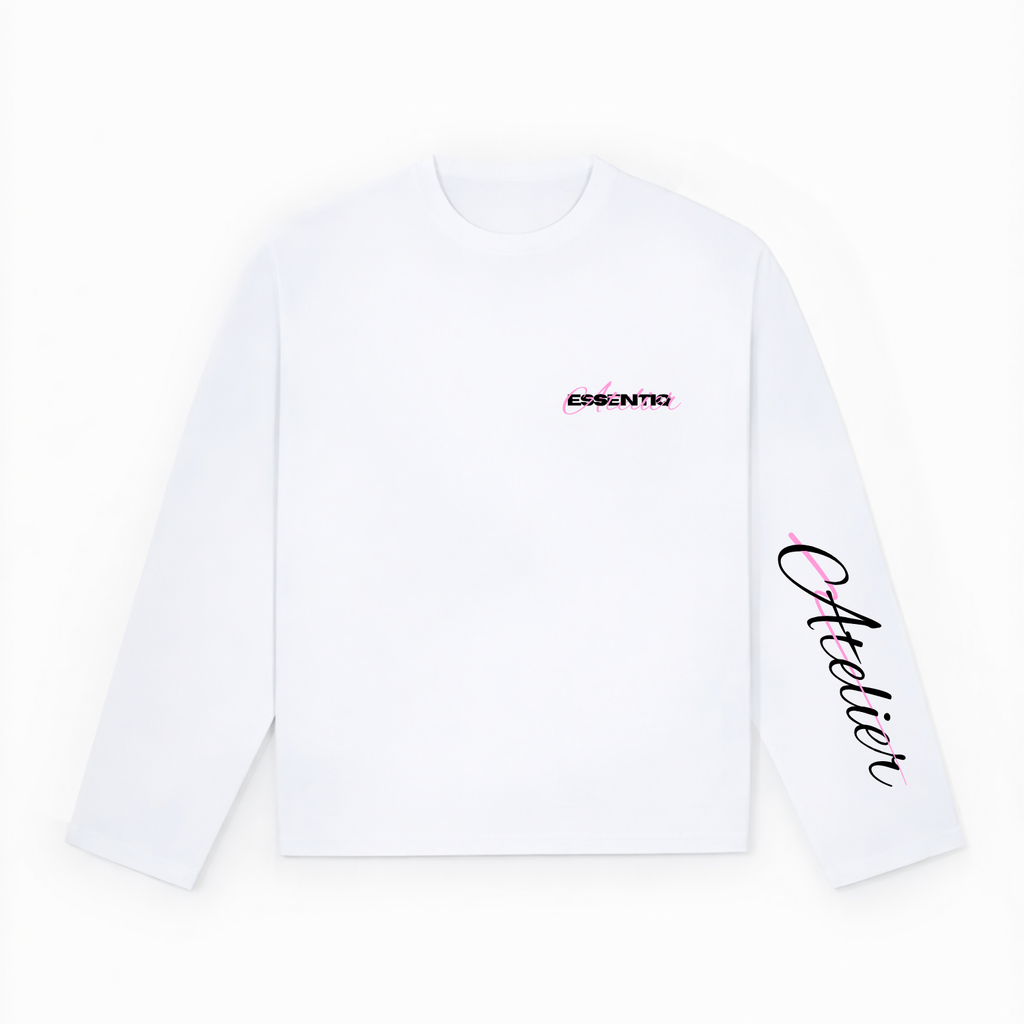 104003 WHITE/PINK LONG-SLEEVED TOP