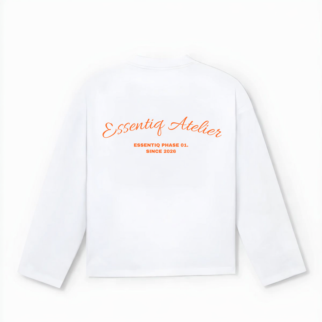 201001 WHITE/ORANGE LONG-SLEEVED TOP